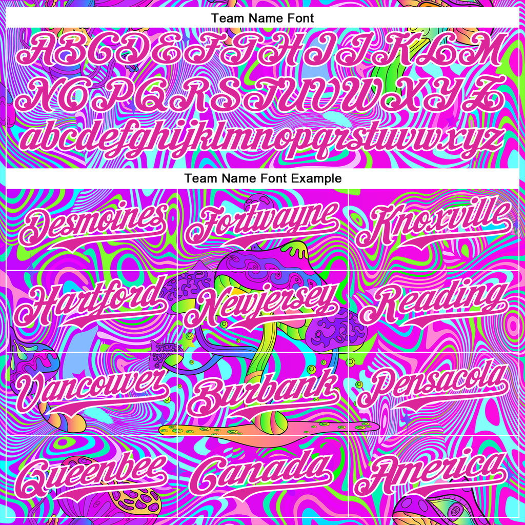 Custom Purple Deep Pink-White 3D Pattern Design Trippy Psychedelic Magic Mushrooms Authentic Baseball Jersey