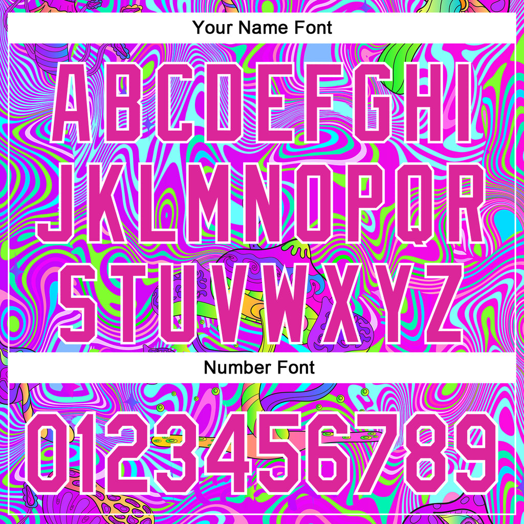 Custom Purple Deep Pink-White 3D Pattern Design Trippy Psychedelic Magic Mushrooms Authentic Baseball Jersey