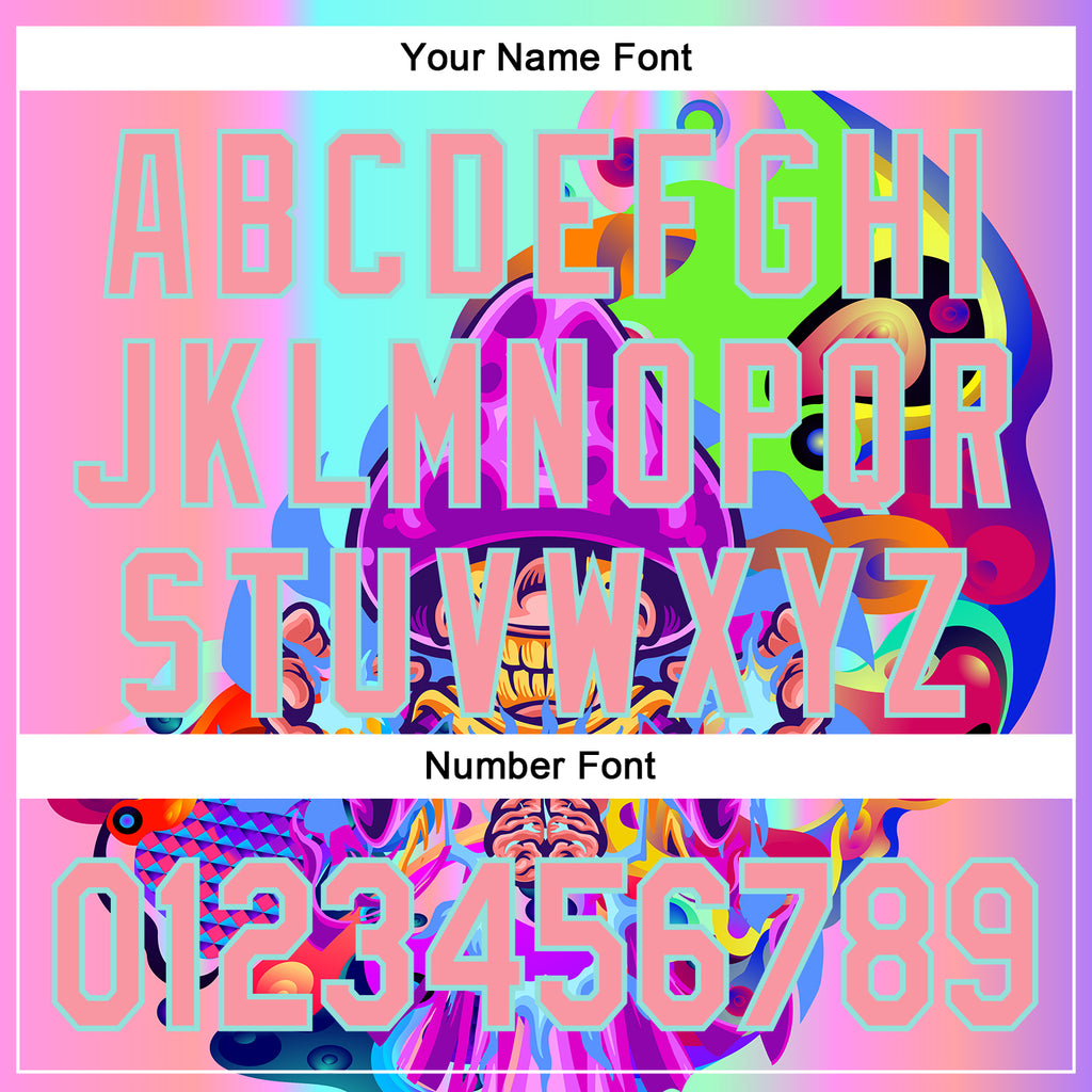 Custom Purple Medium Pink-Ice Blue 3D Pattern Design Trippy Magic Mushrooms Acid Authentic Baseball Jersey