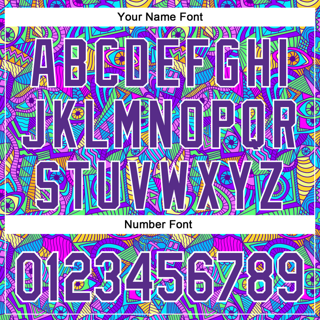 Custom Purple White 3D Pattern Design Trippy Psychedelic Eyes Authentic Baseball Jersey
