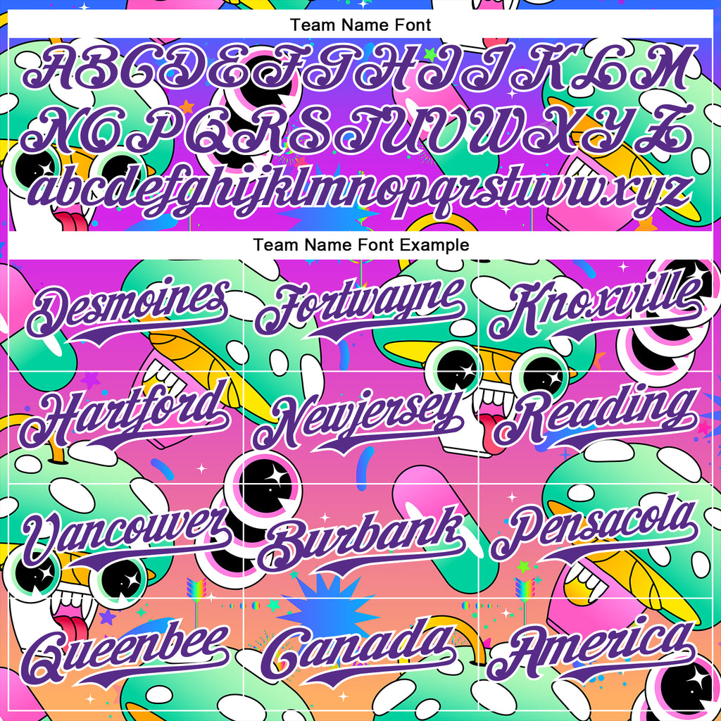 Custom Purple White 3D Pattern Design Trippy Psychedelic Magic Mushrooms Authentic Baseball Jersey