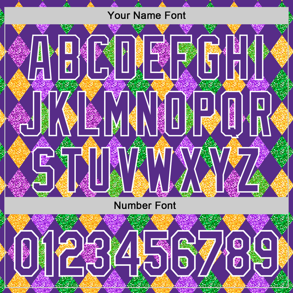 Custom Purple White 3D Pattern Design Mardi Gras Shrove Tuesday Authentic Baseball Jersey