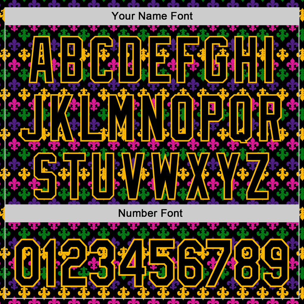 Custom Black Gold 3D Pattern Design Mardi Gras Shrove Tuesday Authentic Baseball Jersey