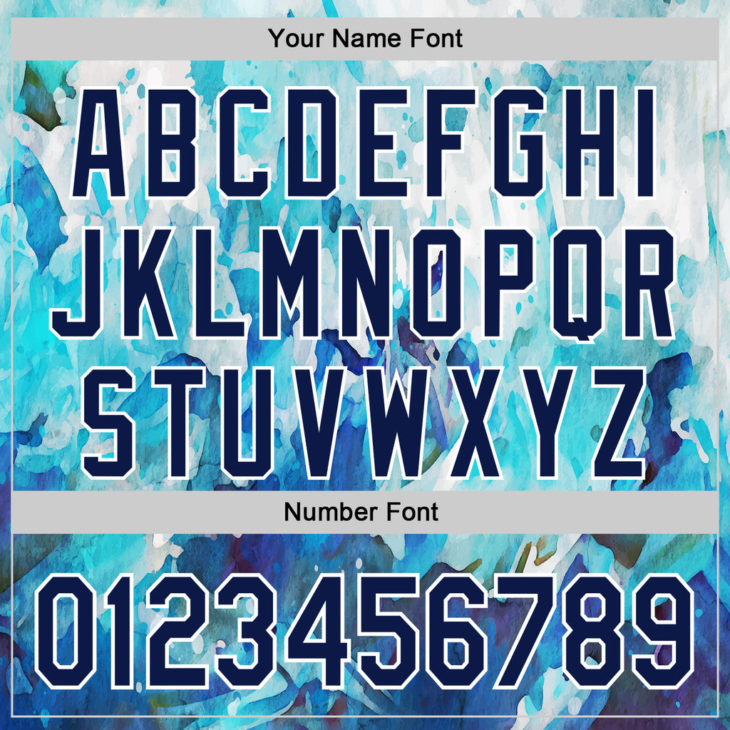 Custom White Navy 3D Pattern Design Burner Costumes Watercolor Paint Authentic Baseball Jersey