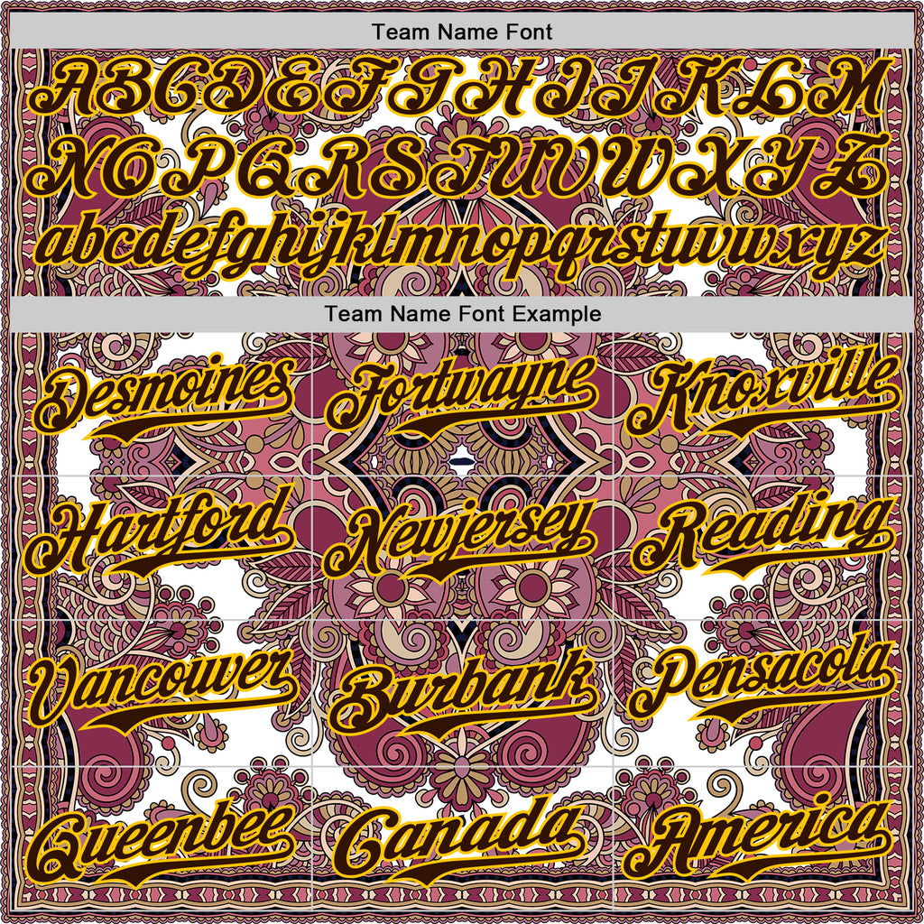 Custom White Brown Red-Yellow 3D Pattern Design Burner Costumes Exotic Authentic Baseball Jersey