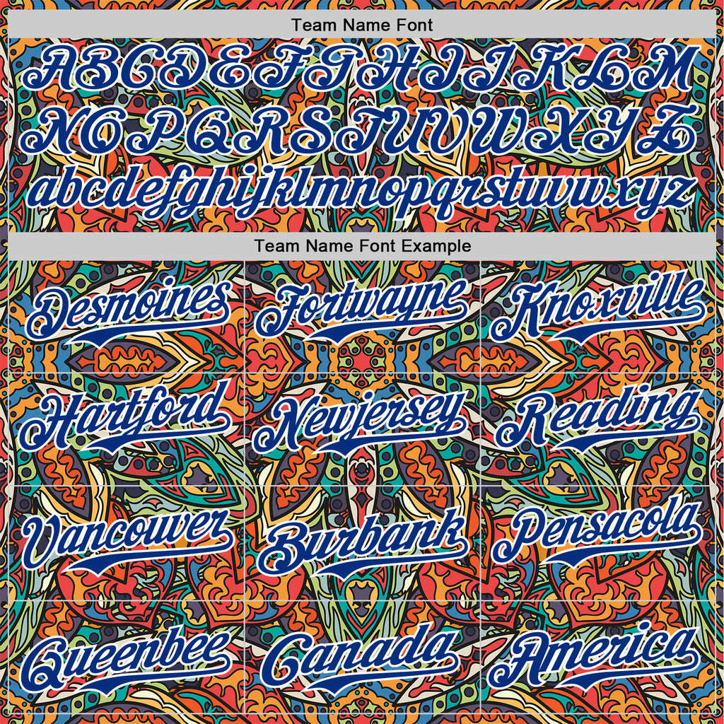 Custom Orange Royal-White 3D Pattern Design Burner Costumes Exotic Authentic Baseball Jersey