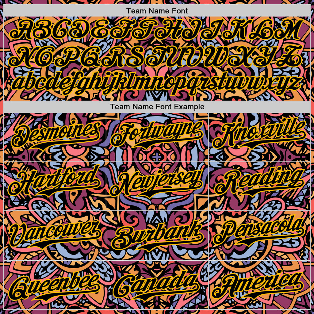 Custom Purple Black-Gold 3D Pattern Design Burner Costumes Exotic Authentic Baseball Jersey