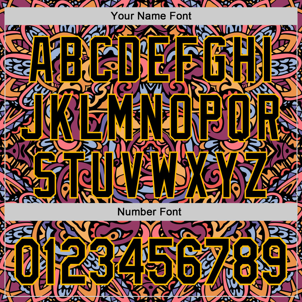 Custom Purple Black-Gold 3D Pattern Design Burner Costumes Exotic Authentic Baseball Jersey