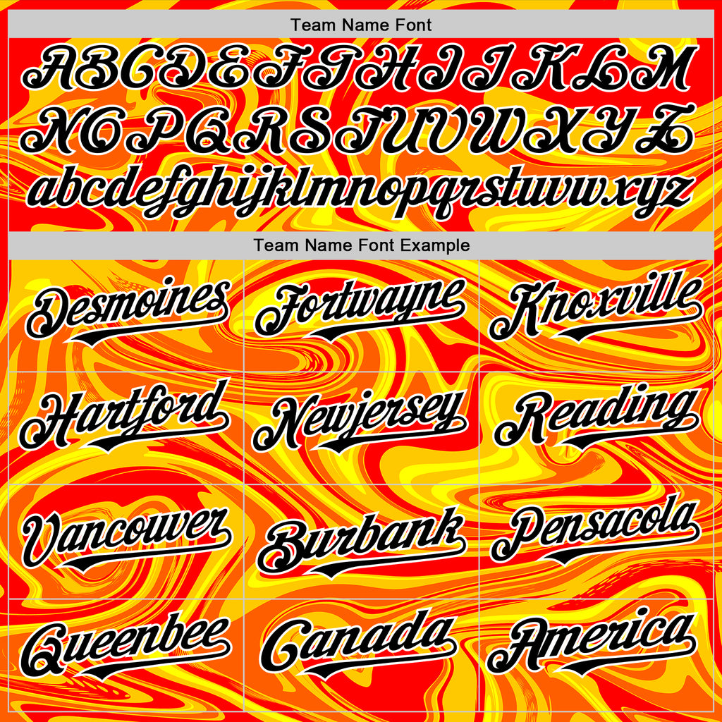 Custom Orange Black Gold-White 3D Pattern Design Rave Party Marble Lava Authentic Baseball Jersey