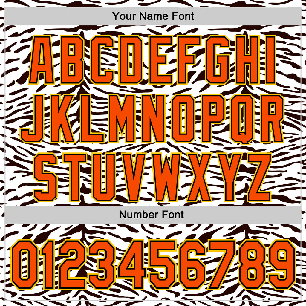 Custom White Orange Black-Yellow 3D Pattern Design Rave Party Animal Zebra Print Authentic Baseball Jersey