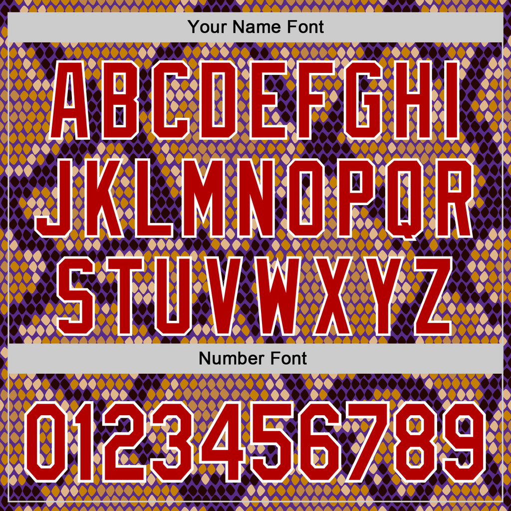 Custom Purple Red-White 3D Pattern Design Rave Party Animal Snake Python Print Authentic Baseball Jersey