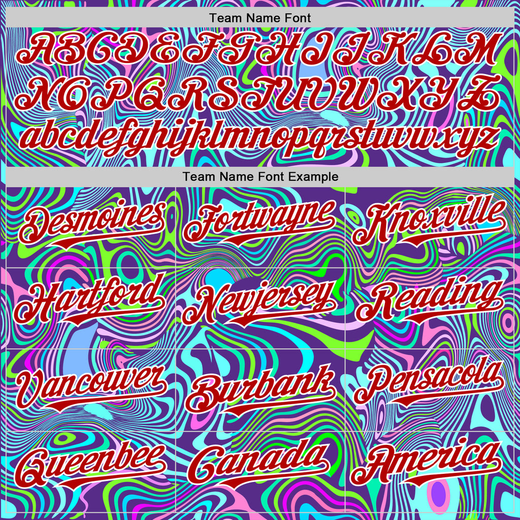 Custom Purple Red-White 3D Pattern Design Rave Party Trippy Laser Fluid Authentic Baseball Jersey