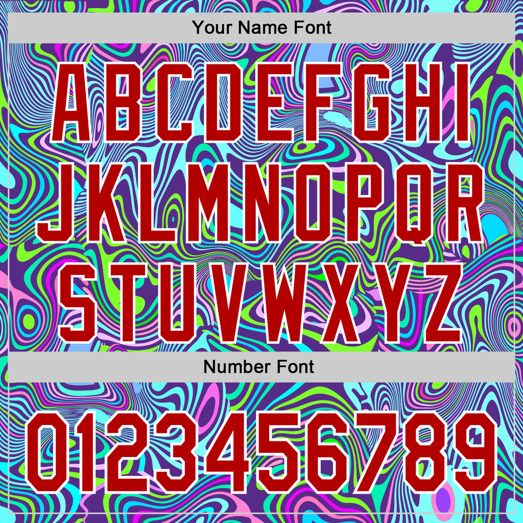 Custom Purple Red-White 3D Pattern Design Rave Party Trippy Laser Fluid Authentic Baseball Jersey