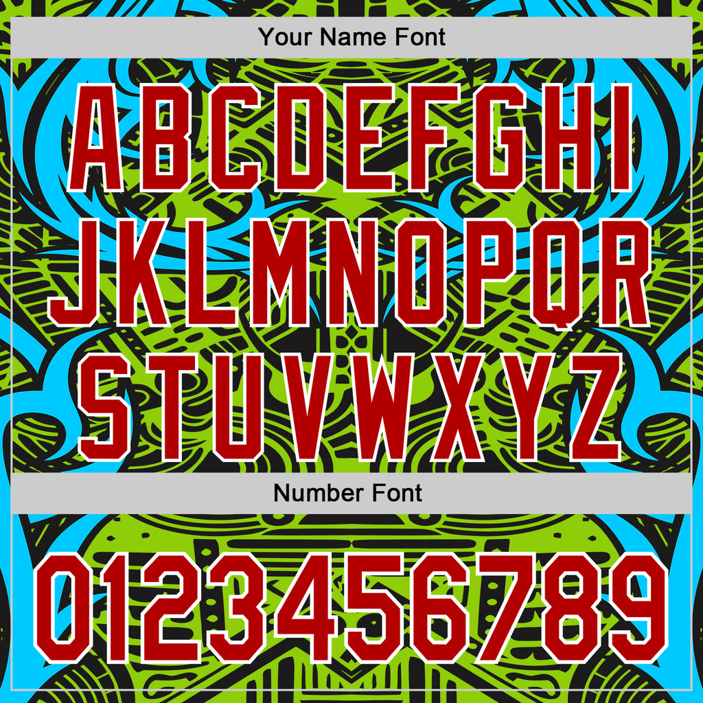 Custom Green Red Blue Black-White 3D Pattern Design Burner Costumes Tribal Authentic Baseball Jersey