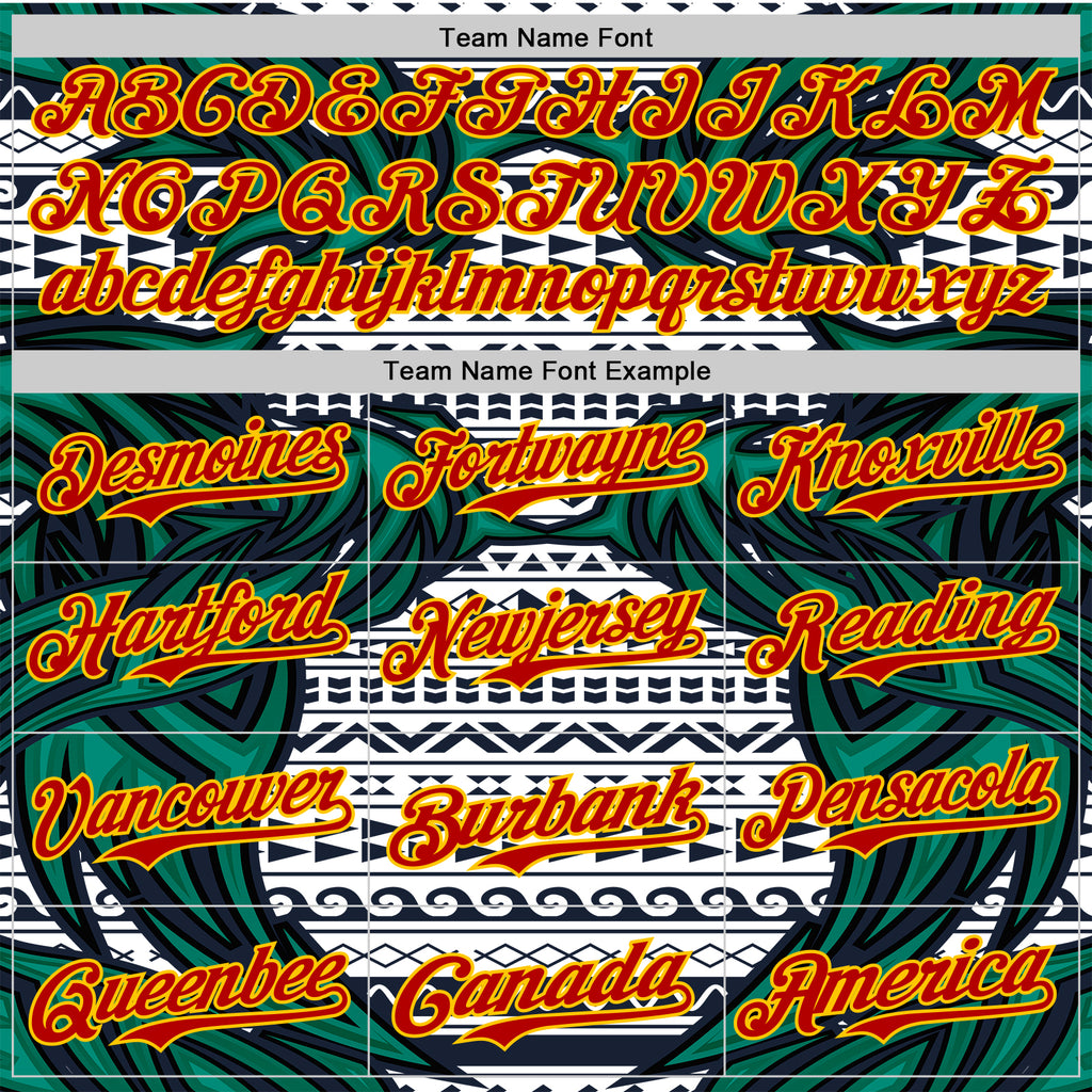 Custom White Red Blue Green-Yellow 3D Pattern Design Burner Costumes Tribal Authentic Baseball Jersey