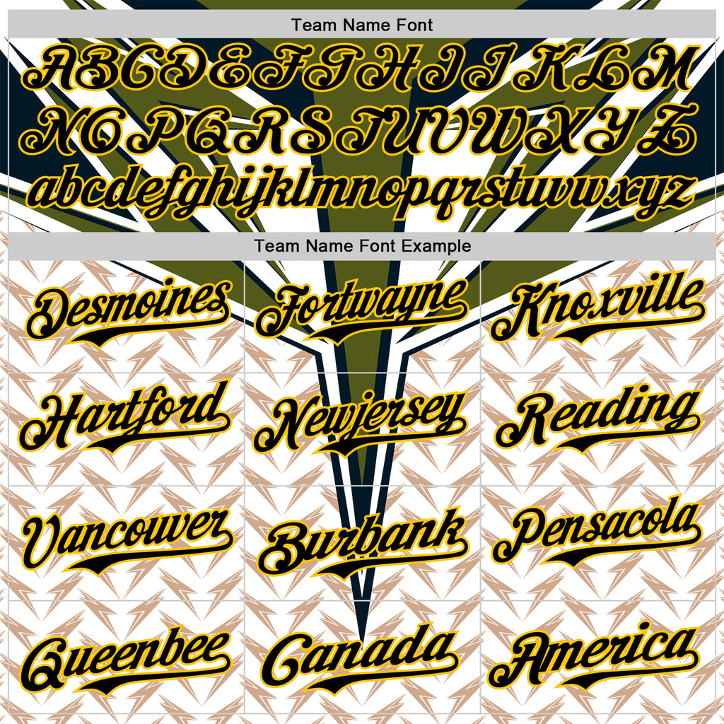 Custom White Black-Yellow 3D Pattern Design Burner Costumes Lightning Authentic Baseball Jersey