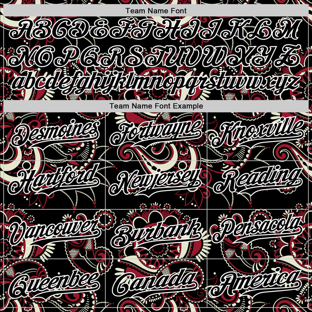 Custom Black White 3D Pattern Design Burner Costumes Paisley Bandana Authentic Baseball Jersey