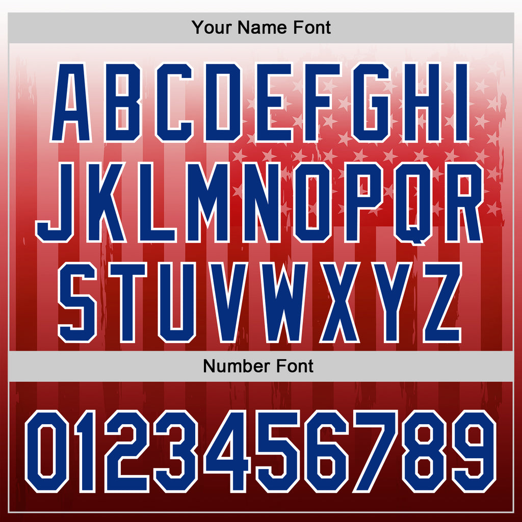 Custom White Royal-Red 3D American Flag Authentic Baseball Jersey
