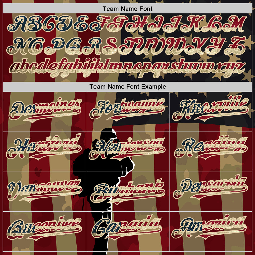 Custom Camo Vintage USA Flag-City Cream 3D American Flag Military Army Authentic Salute To Service Baseball Jersey