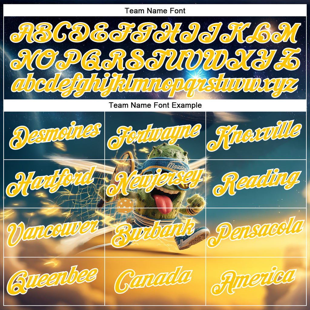 Custom Blue Yellow-White 3D Funny Pickleball Paddles Balls Performance T-Shirt