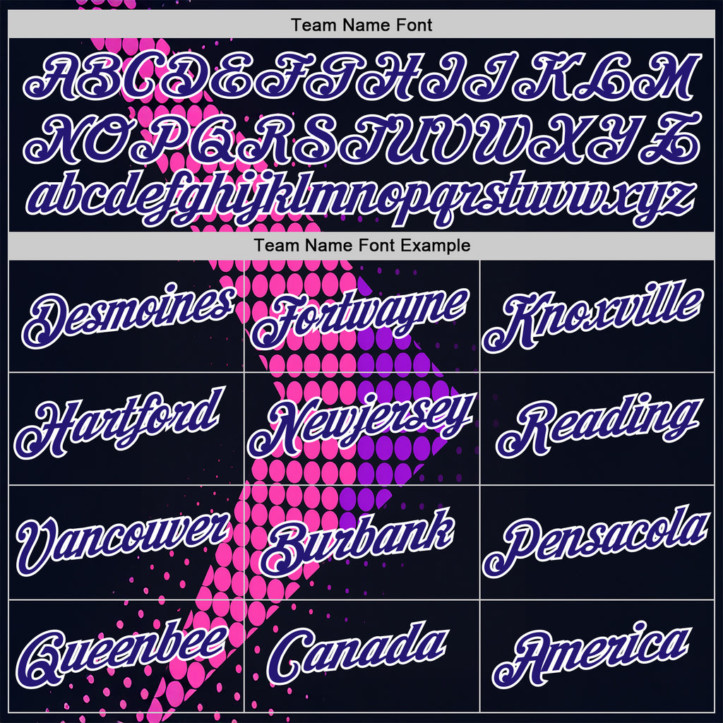 Custom Navy Dark Purple Pink-White 3D Pattern Design Neon Dots Sport Wear Performance T-Shirt