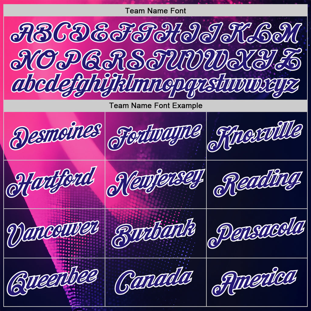 Custom Navy Dark Purple Pink-White 3D Pattern Design Gradient Neon Sport Wear Performance T-Shirt