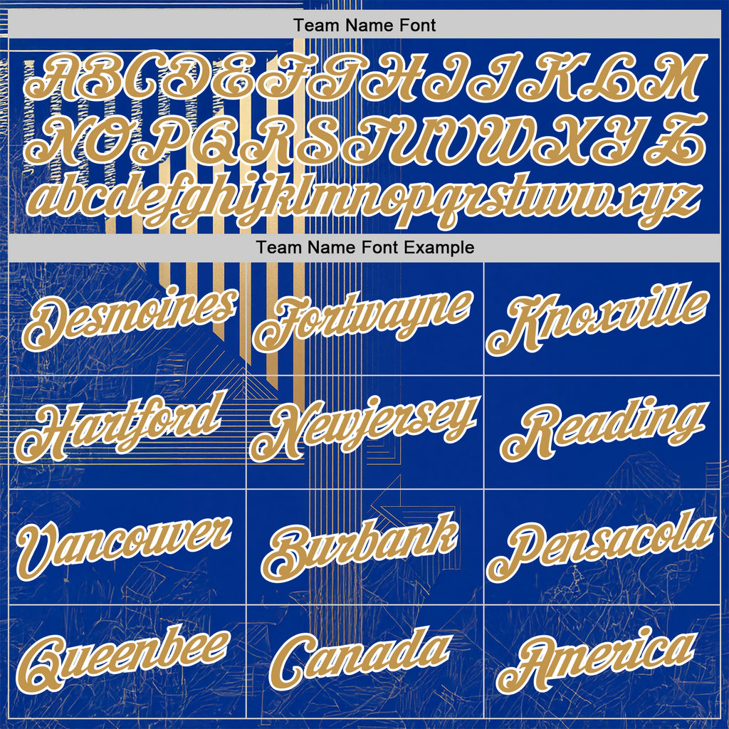 Custom Blue Old Gold-White 3D Pattern Design Brazil Stripe Sport Wear Performance T-Shirt