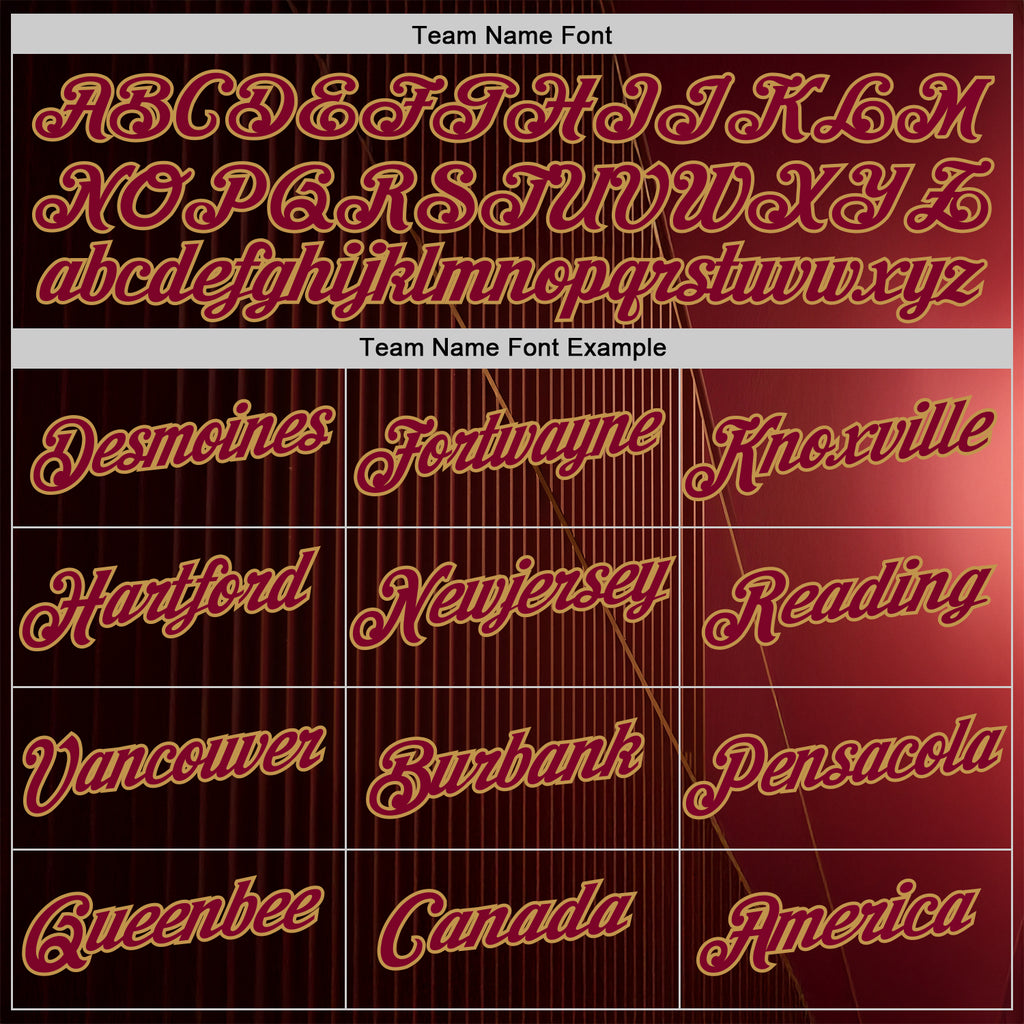 Custom Red Maroon-Old Gold 3D Pattern Design Gradient Stripe Sport Wear Performance T-Shirt
