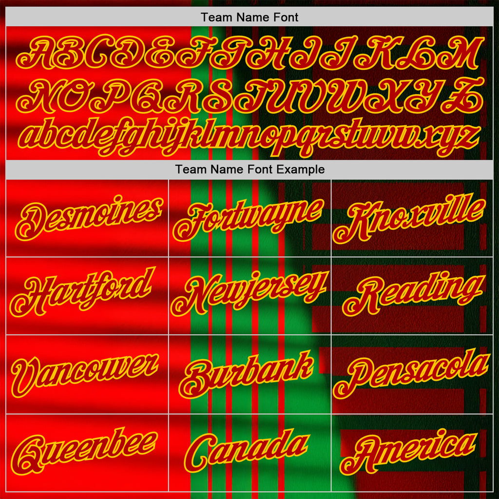 Custom Green Red-Yellow 3D Pattern Design Mexico Stripe Sport Wear Performance T-Shirt