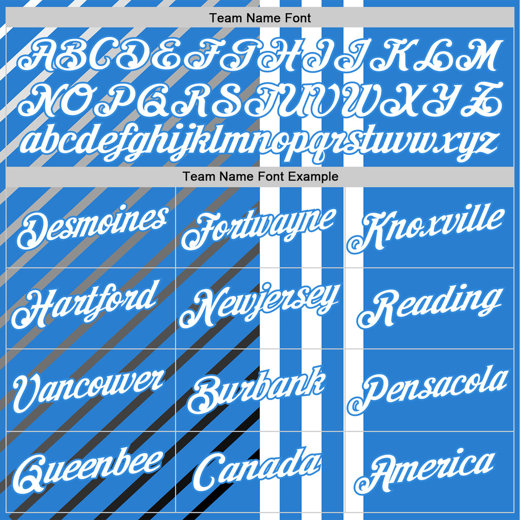 Custom Blue White Powder Blue Gray-Black 3D Pattern Design Argentina Stripe Sport Wear Performance T-Shirt