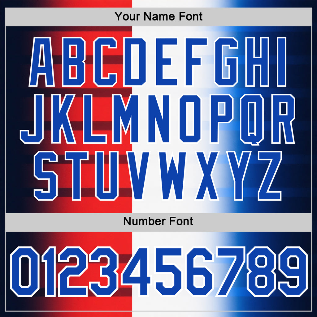 Custom White Thunder Blue-Red 3D Pattern Design USA Gradient Sport Wear Performance T-Shirt