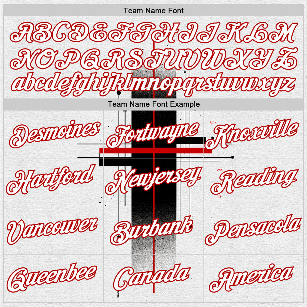 Custom White Black-Red 3D Pattern Design Gradient Cross Sport Wear Performance T-Shirt