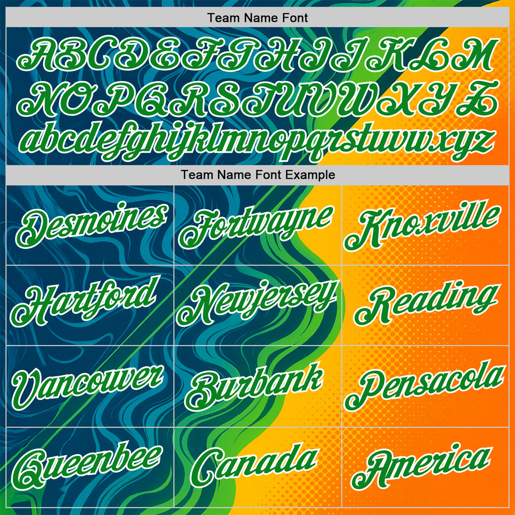 Custom Blue Grass Green Yellow-White 3D Pattern Design Brazil Marbel Sport Wear Performance T-Shirt