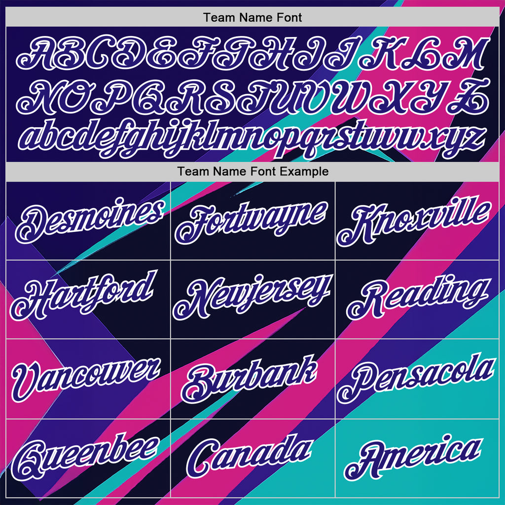 Custom Blue Dark Purple Black Pink-White 3D Pattern Design Line Sport Wear Performance T-Shirt