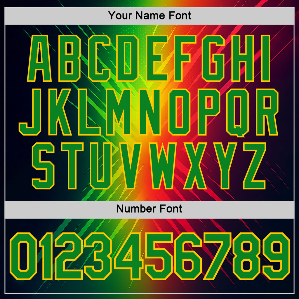 Custom Red Grass Green-Yellow 3D Pattern Design Gradient Sport Wear Performance T-Shirt