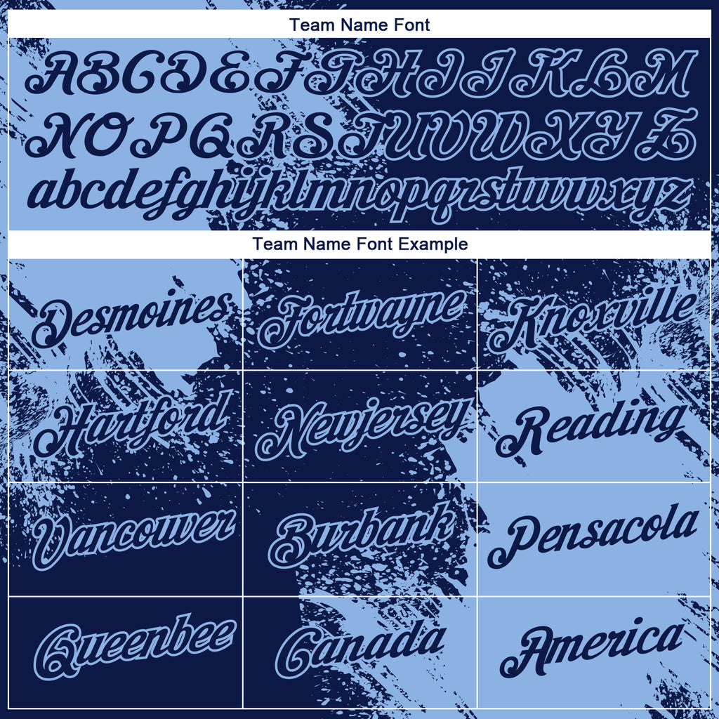 Custom Navy Light Blue 3D Pattern Design Abstract Brush Stroke Performance T-Shirt