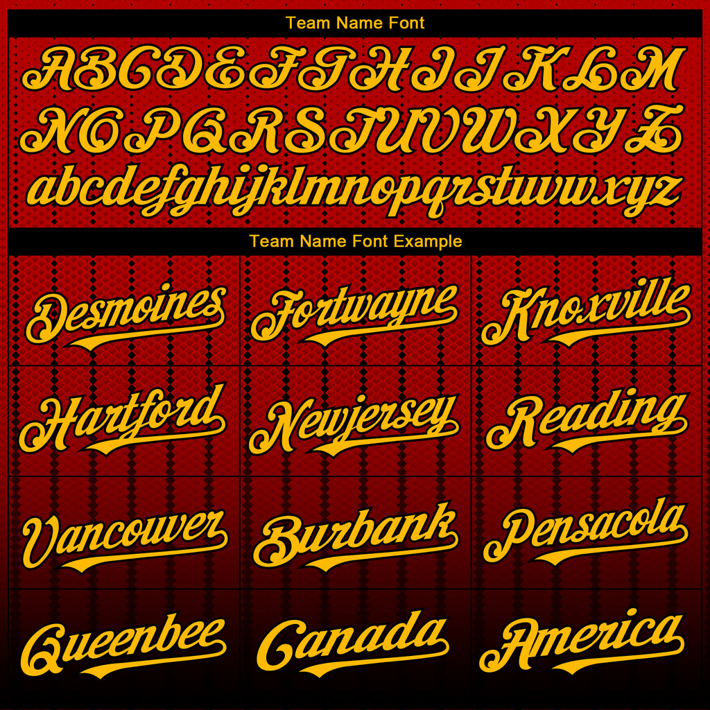 Custom Red Gold-Black 3D Pattern Design Gradient Geometric Shape Authentic Baseball Jersey