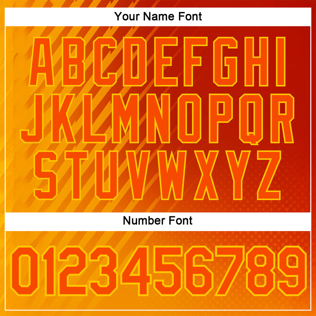 Custom Red Orange-Yellow 3D Pattern Design Spain Sport Wear Performance T-Shirt