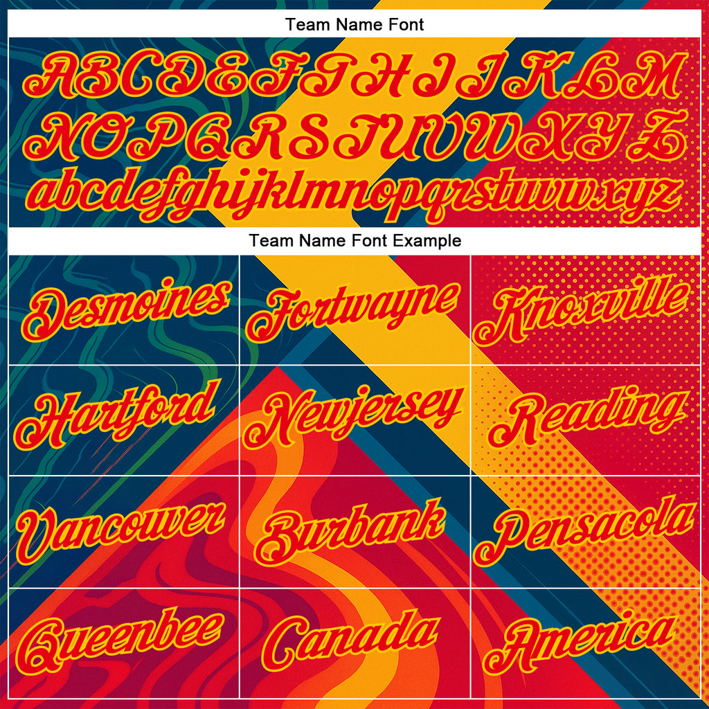 Custom Yellow Fire Red-Blue 3D Pattern Design Spain Marble Sport Wear Performance T-Shirt