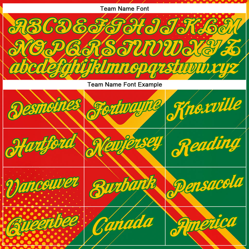 Custom Red Yellow-Grass Green 3D Pattern Design Mexico Brazil Sport Wear Performance T-Shirt
