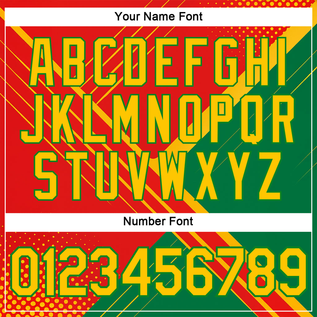 Custom Red Yellow-Grass Green 3D Pattern Design Mexico Brazil Sport Wear Performance T-Shirt