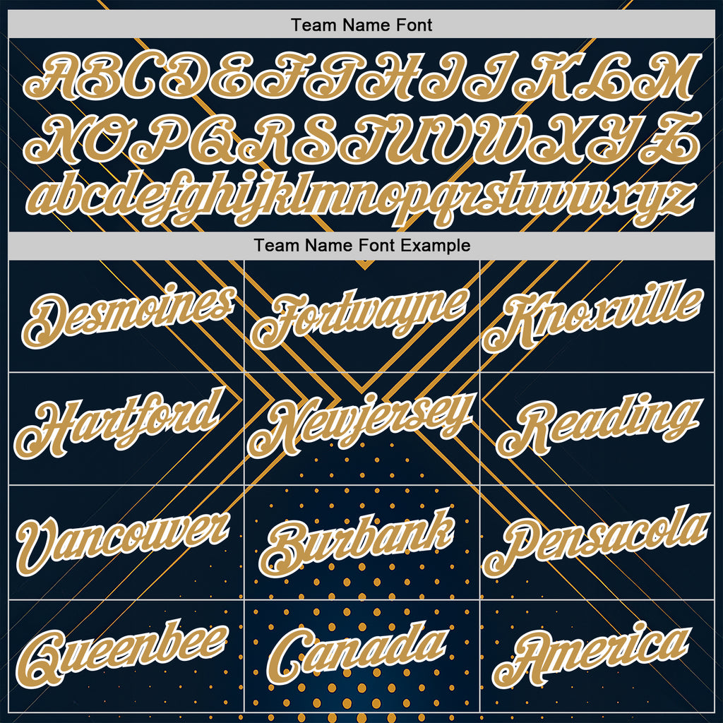 Custom Navy Old Gold-White 3D Pattern Design Geometric Shape Sport Wear Performance T-Shirt