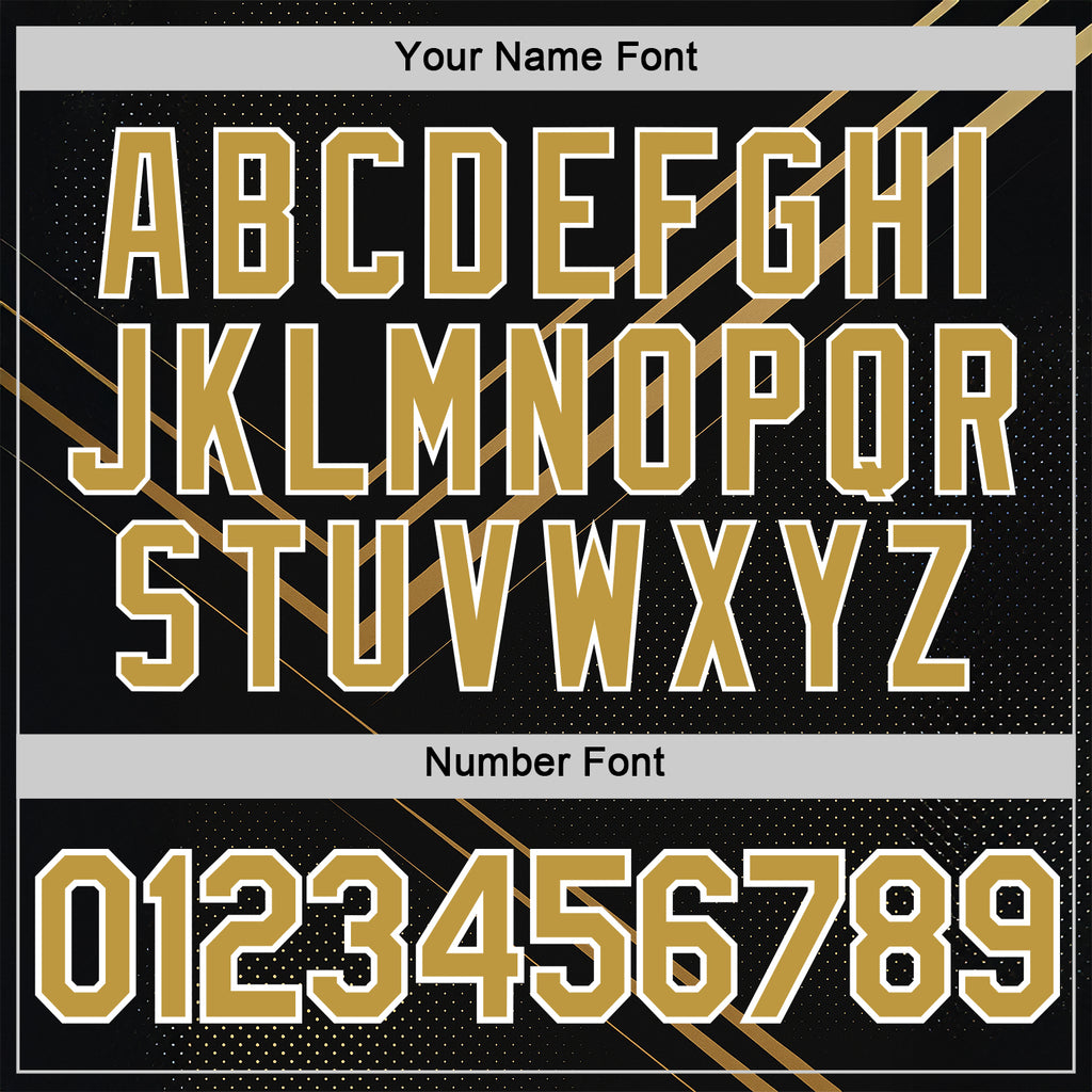 Custom Black Old Gold-White 3D Pattern Design Geometric Shape Sport Wear Performance T-Shirt