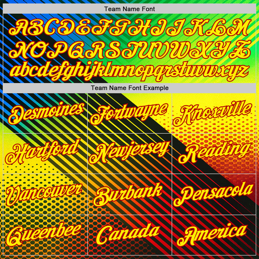Custom Black Light Yellow Blue-Red 3D Pattern Design Neon Stripe Sport Wear Performance T-Shirt