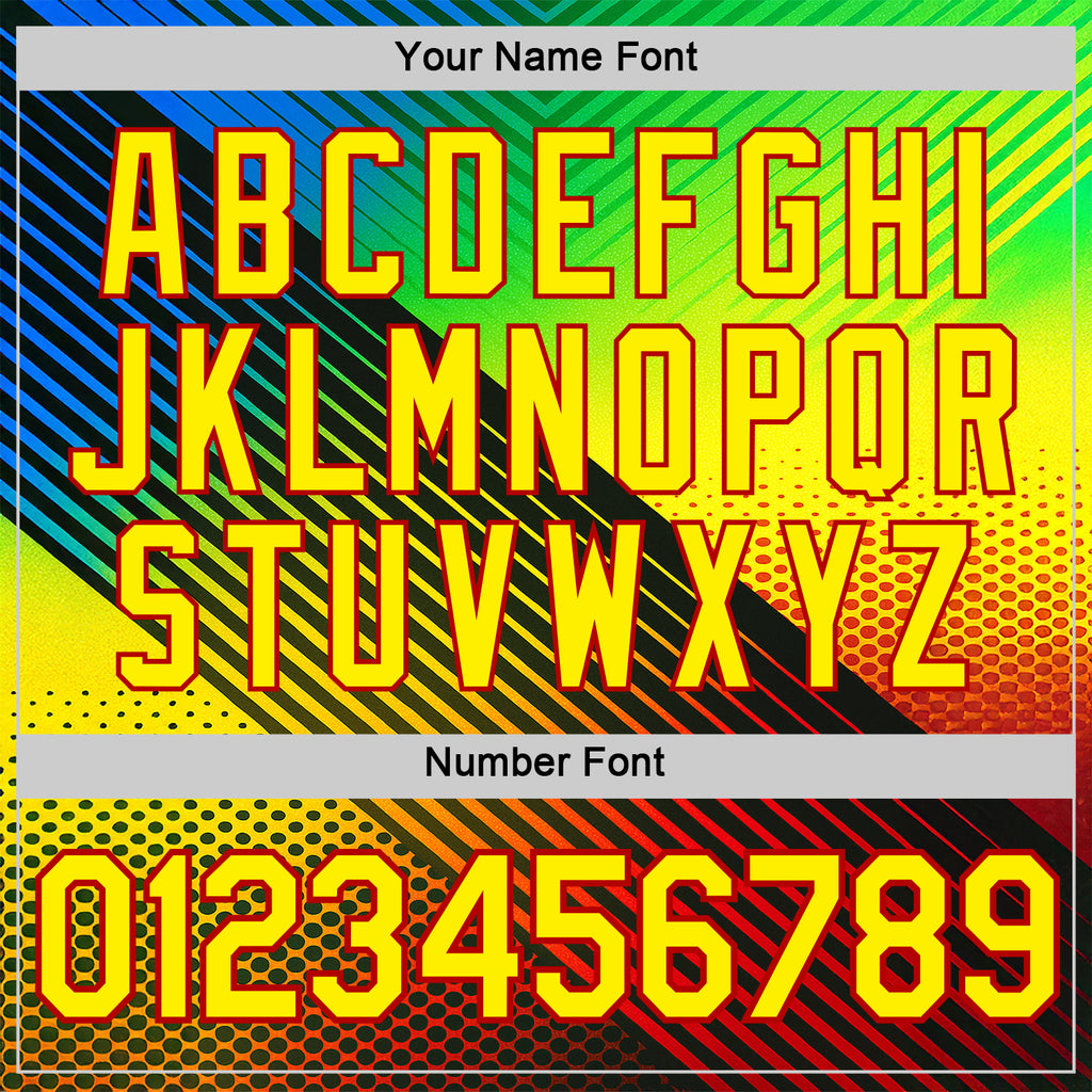 Custom Black Light Yellow Blue-Red 3D Pattern Design Neon Stripe Sport Wear Performance T-Shirt