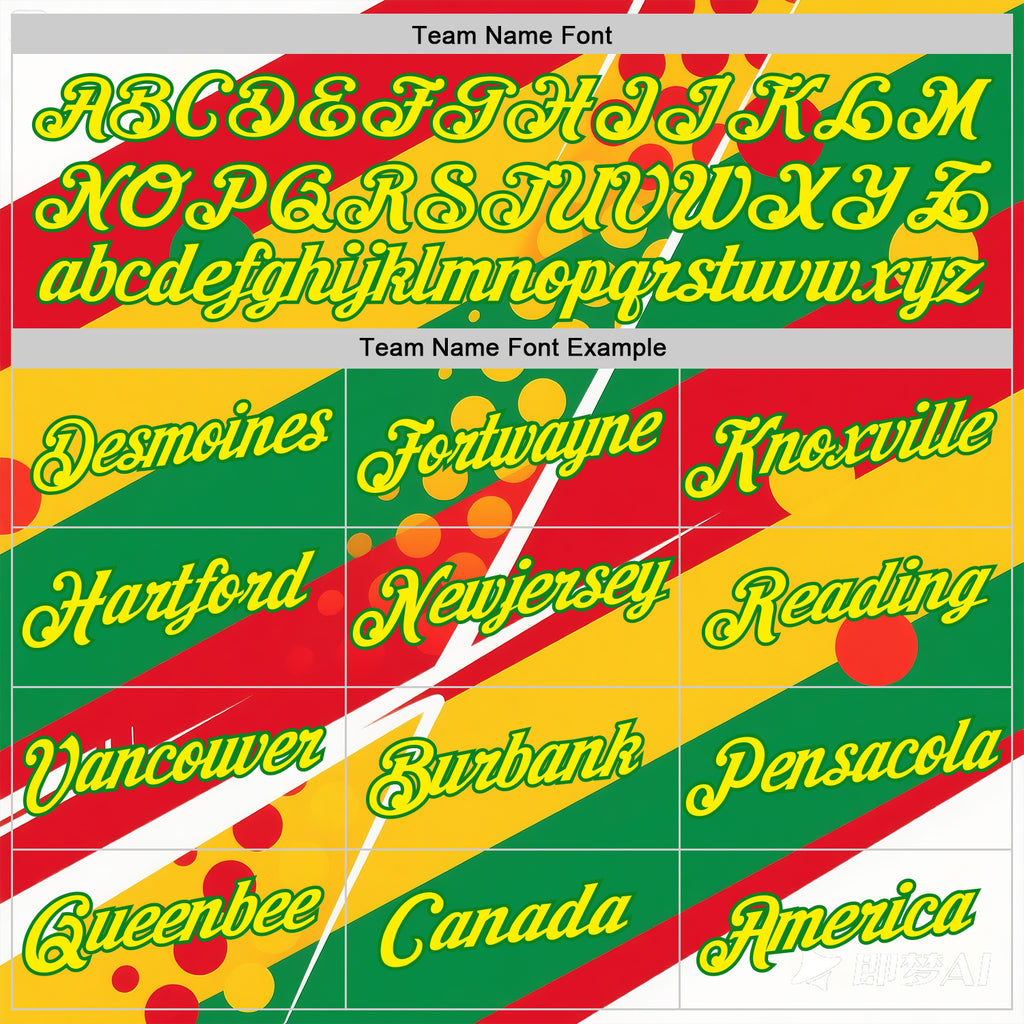 Custom Yellow Light Yellow Red-Grass Green 3D Pattern Design Africa Sport Wear Performance T-Shirt