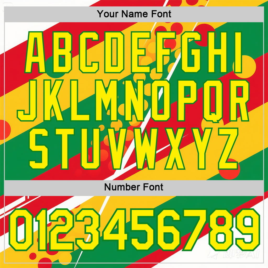 Custom Yellow Light Yellow Red-Grass Green 3D Pattern Design Africa Sport Wear Performance T-Shirt