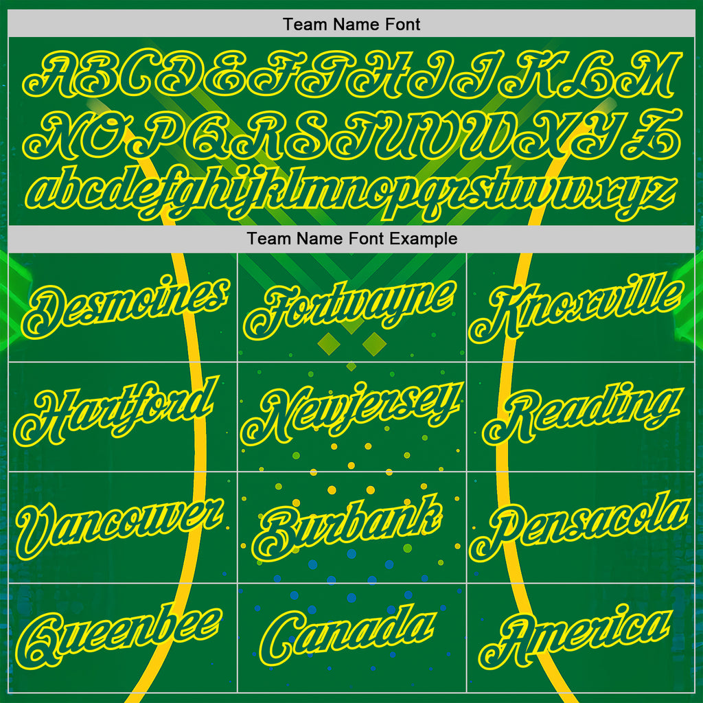 Custom Green Kelly Green-Light Yellow 3D Pattern Design Brazil Jamaica Sport Wear Performance T-Shirt