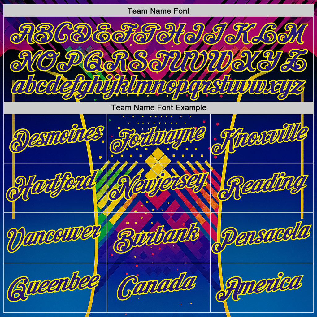 Custom Dark Purple Light Yellow-Red 3D Pattern Design Neon Chromatic Sport Wear Performance T-Shirt
