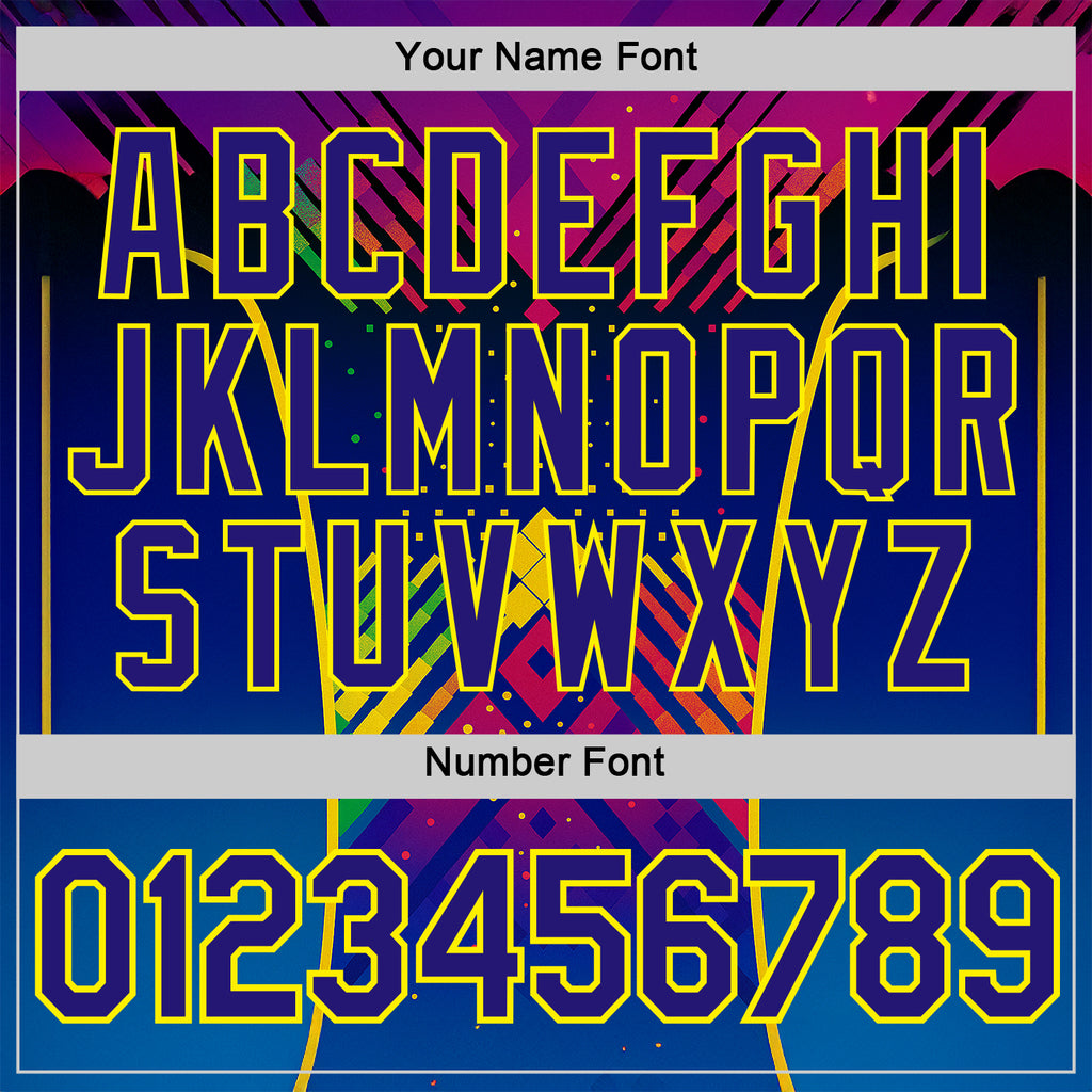 Custom Dark Purple Light Yellow-Red 3D Pattern Design Neon Chromatic Sport Wear Performance T-Shirt